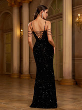 Black Corset Embroidered Sequin Cocktail Dress